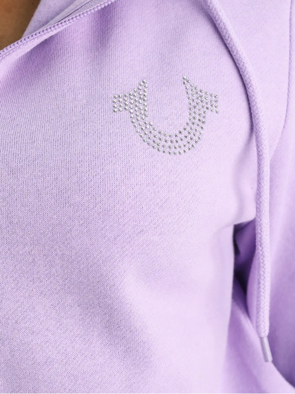 True Religion Lilac Crystal Horseshoe Crewneck